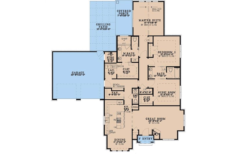House Blueprint - Floor Plan - Main Floor for Bungalow House Plan #923-466 - 3 bed, 2.5 bath