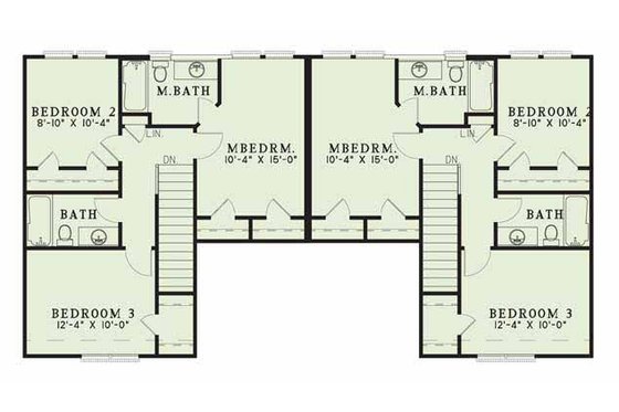 Floor Plan - Upper Floor for Traditional House Plan #17-2012 - 3 bed, 2.5 bath