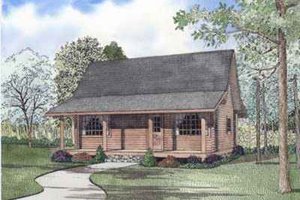 Log Exterior - Front Elevation Plan #17-508