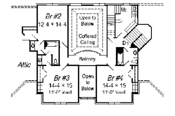 Floor Plan - Upper Floor for European House Plan #329-312 - 4 bed, 3.5 bath