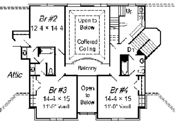 European Floor Plan - Upper Floor Plan #329-312