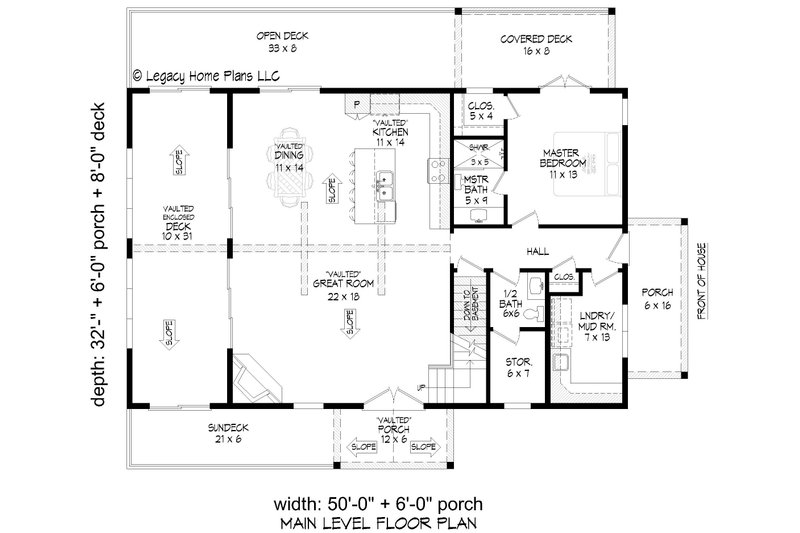 Home Plan - Floor Plan - Main Floor for Country House Plan #932-982 - 4 bed, 3.5 bath