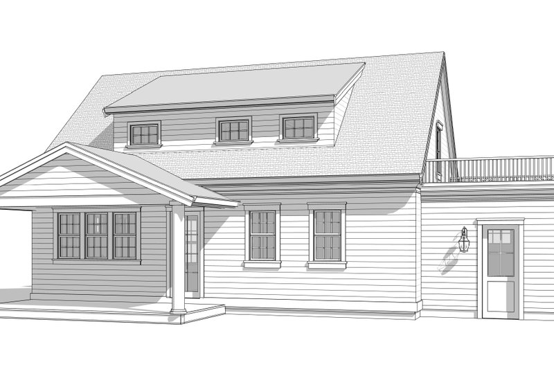 House Blueprint - Exterior - Rear Elevation for Bungalow House Plan #1114-62 - 3 bed, 2.5 bath