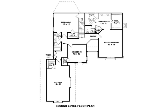 Floor Plan - Upper Floor for European House Plan #81-13890 - 3 bed, 2.5 bath
