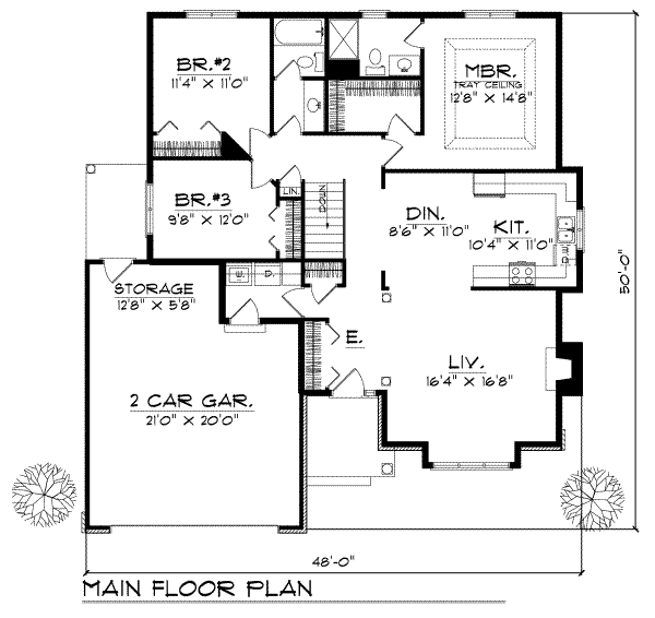 Home Plan - Traditional Floor Plan - Main Floor Plan #70-133