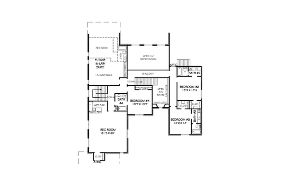 Floor Plan - Upper Floor House Plan #424-387 - 5 bed, 5.5 bath