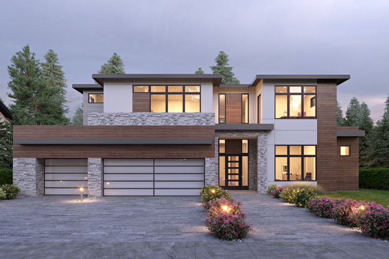House Blueprint - Contemporary Exterior - Front Elevation Plan #1066-192