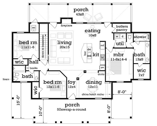 Ranch Floor Plan - Main Floor Plan #45-579