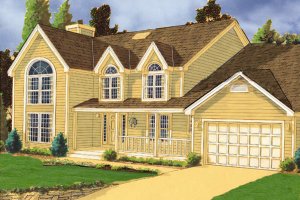 Country Exterior - Front Elevation Plan #3-264