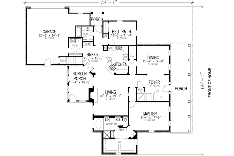 Dream House Plan - Floor Plan - Main Floor for Colonial House Plan #410-201 - 4 bed, 3 bath