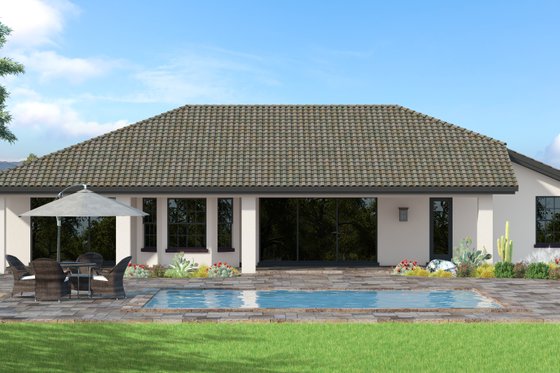 Exterior - Rear Elevation for Mediterranean House Plan #930-304 - 3 bed, 2 bath