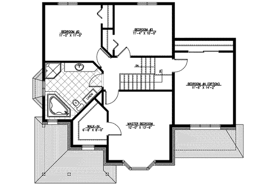 Floor Plan - Upper Floor for European House Plan #138-150 - 3 bed, 1.5 bath
