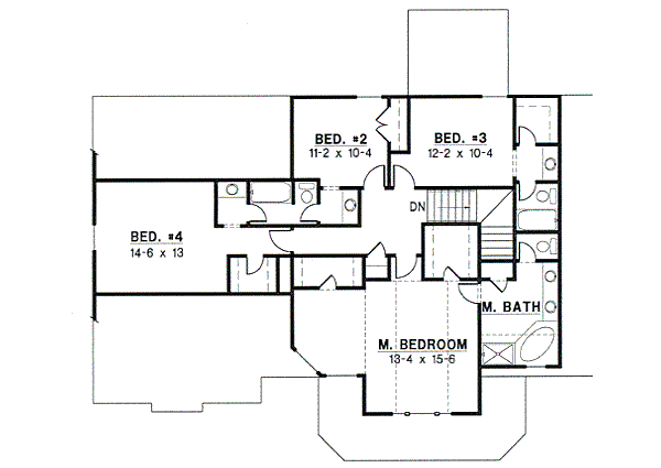 Traditional Floor Plan - Upper Floor Plan #67-560