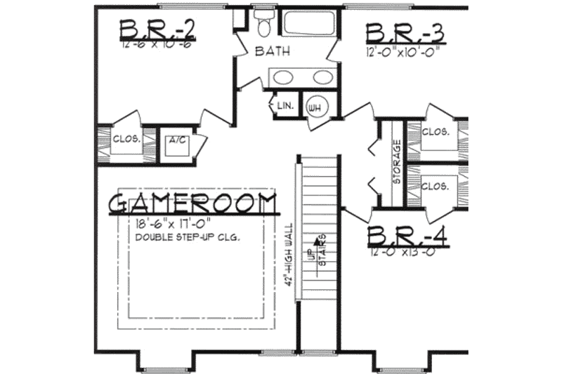 Architectural House Design - Floor Plan - Upper Floor for Country House Plan #62-121 - 4 bed, 2.5 bath
