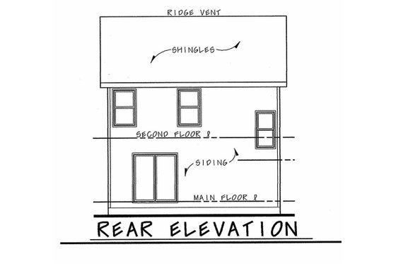 Exterior - Rear Elevation for Traditional House Plan #20-2407 - 3 bed, 2.5 bath
