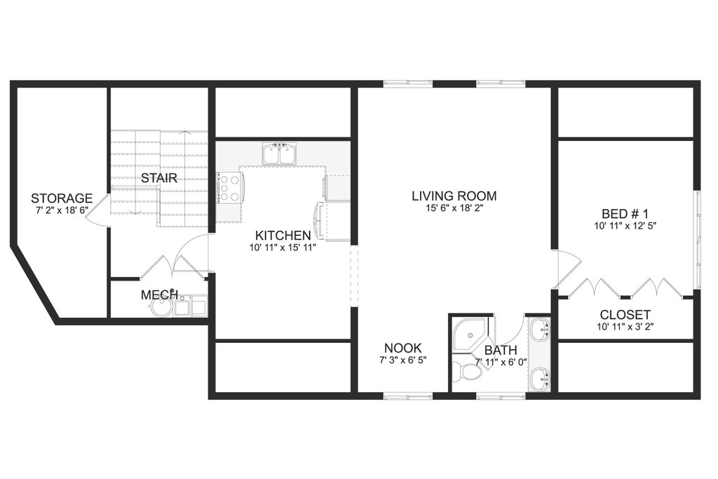 Farmhouse Style House Plan - 1 Beds 1 Baths 1271 Sq/Ft Plan #1060-183 ...