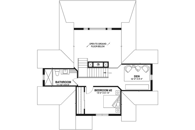Home Plan - Floor Plan - Upper Floor for Country House Plan #23-757 - 2 bed, 2 bath