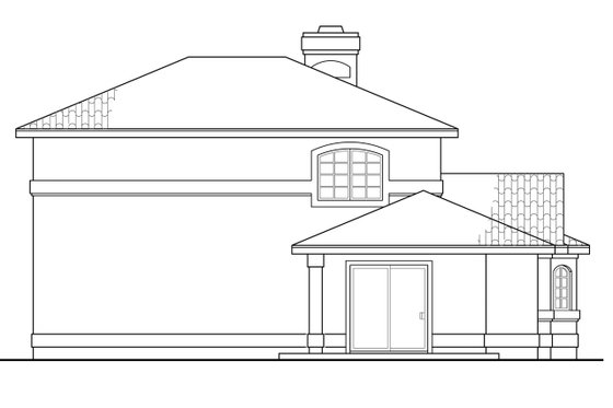 Exterior - Rear Elevation for Mediterranean House Plan #124-1074 - 2 bed, 2.5 bath