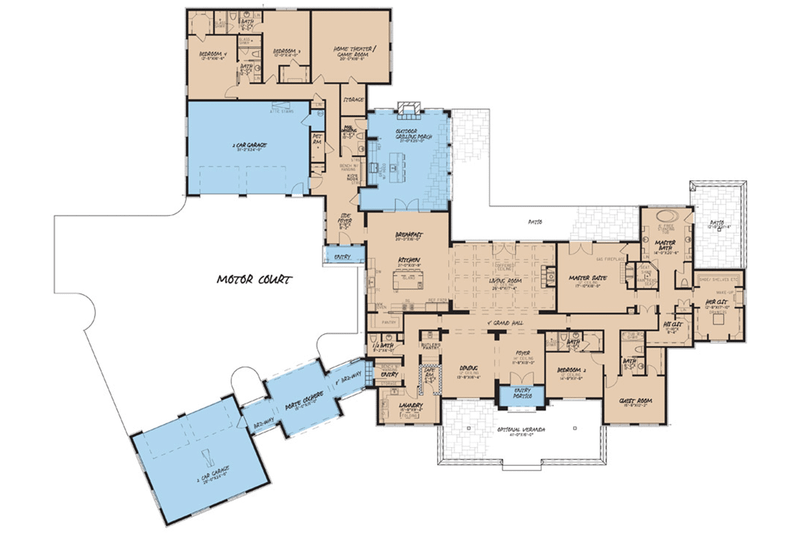 Dream House Plan - Floor Plan - Main Floor 1 for European House Plan #923-74 - 5 bed, 5.5 bath