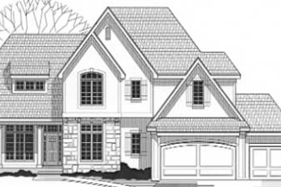 Exterior - Front Elevation for European House Plan #67-567 - 4 bed, 3.5 bath