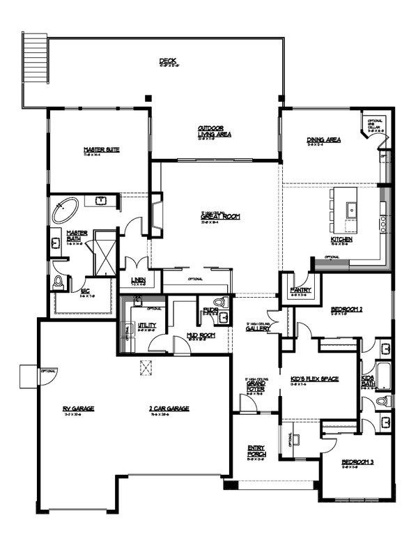 Architectural House Design - Ranch Floor Plan - Main Floor Plan #569-65