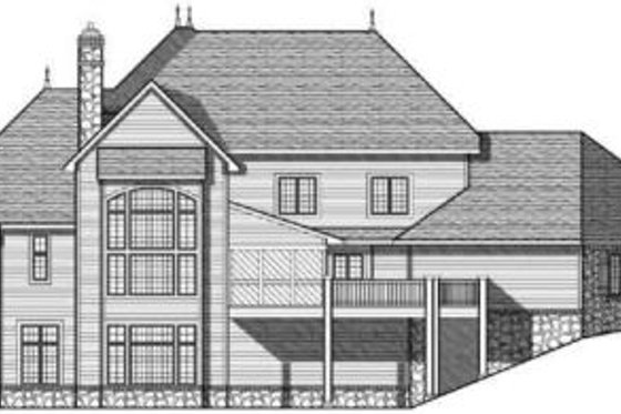 Exterior - Rear Elevation for European House Plan #70-639 - 4 bed, 2.5 bath