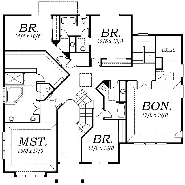 Victorian Floor Plan - Upper Floor Plan #130-140