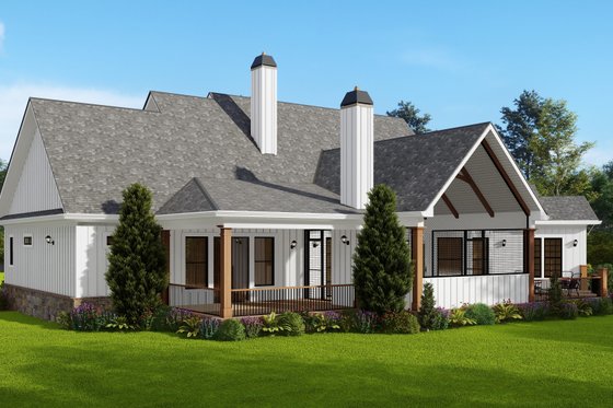 Exterior - Rear Elevation 1 for Craftsman House Plan #54-571 - 4 bed, 2.5 bath