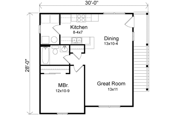 Floor Plan - Upper Floor for Traditional House Plan #22-461 - 1 bed, 1 bath