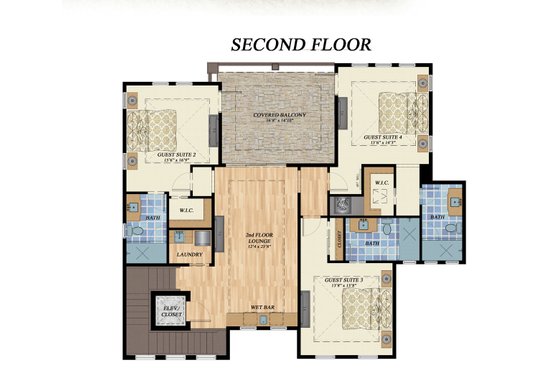Floor Plan - Lower Floor for Beach House Plan #548-51 - 4 bed, 5 bath