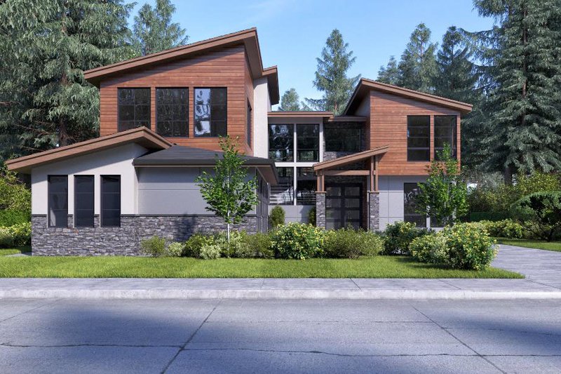 House Blueprint - Contemporary Exterior - Front Elevation Plan #1066-66