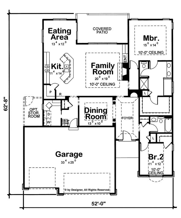 Architectural House Design - Ranch Floor Plan - Main Floor Plan #20-2255