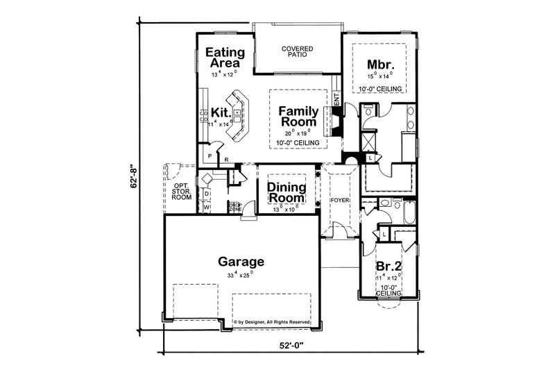 Home Plan - Floor Plan - Main Floor for Ranch House Plan #20-2255 - 2 bed, 2 bath