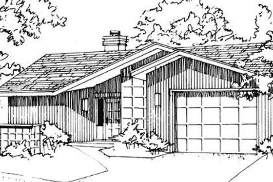 Exterior - Front Elevation for Ranch House Plan #320-323 - 1 bed, 1 bath