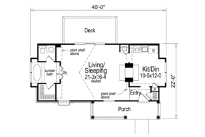 Floor Plan - Main Floor for Cottage House Plan #57-269 - 1 bed, 1 bath