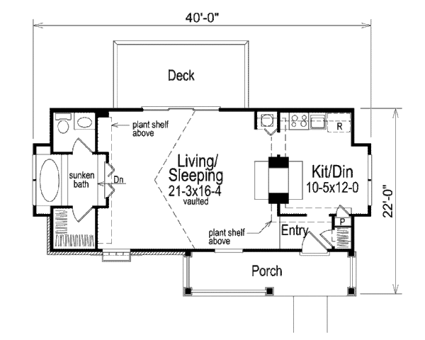 House Blueprint - Cottage Floor Plan - Main Floor Plan #57-269