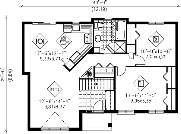Cottage Floor Plan - Main Floor Plan #25-1192