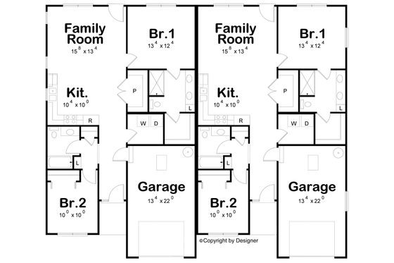 Floor Plan - Main Floor for Traditional House Plan #20-2605 - 2 bed, 2 bath