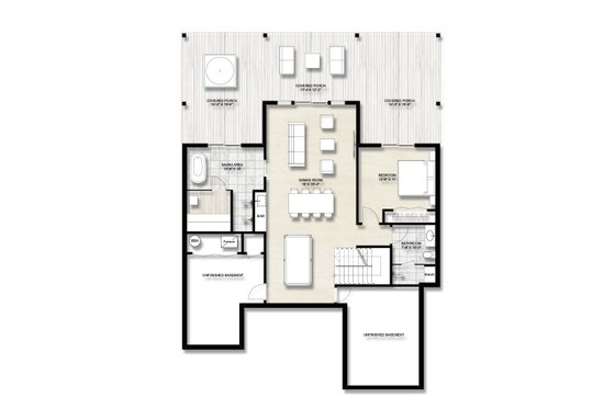 Floor Plan - Lower Floor for Modern House Plan #924-32 - 3 bed, 3 bath