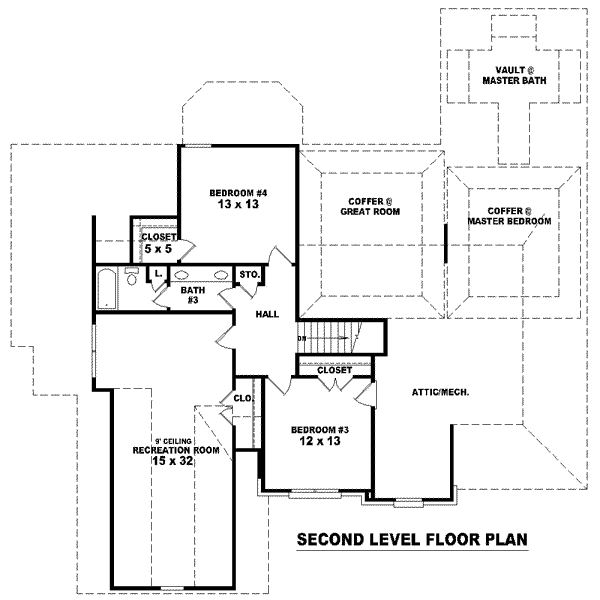 Colonial Floor Plan - Upper Floor Plan #81-1604