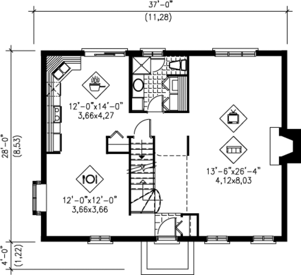 European Style House Plan - 3 Beds 2 Baths 1833 Sq/Ft Plan #25-4251 ...