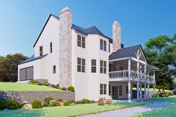 Exterior - Rear Elevation 1 for Farmhouse House Plan #54-378 - 5 bed, 4 bath