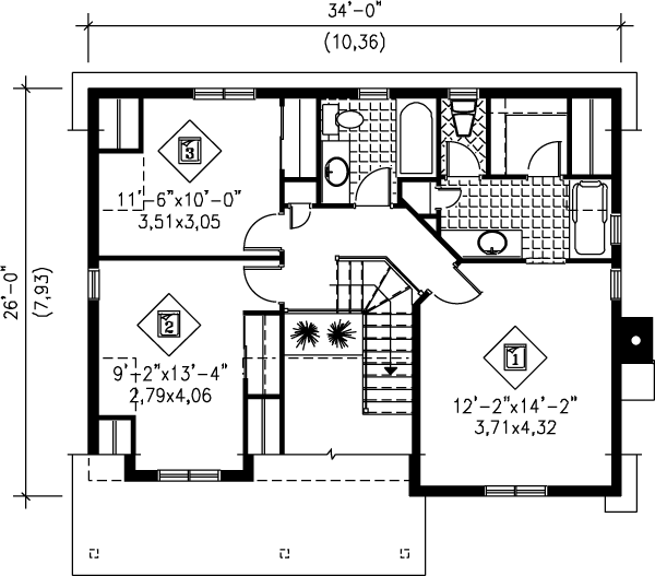 Traditional Floor Plan - Upper Floor Plan #25-246