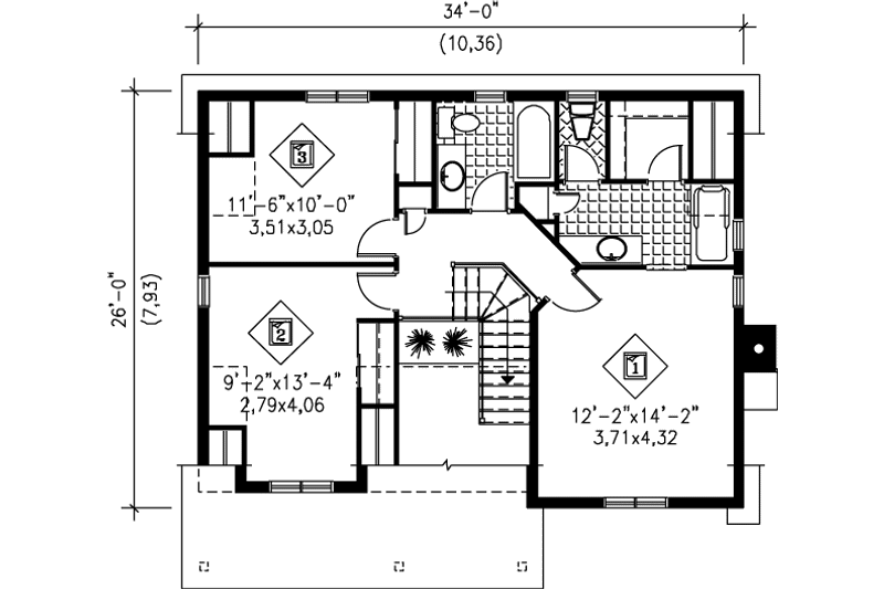 House Plan Design - Floor Plan - Upper Floor for Traditional House Plan #25-246 - 3 bed, 2.5 bath