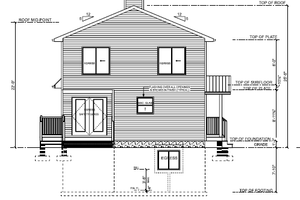 Exterior - Rear Elevation for Country House Plan #126-223 - 3 bed, 2 bath