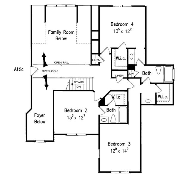 Traditional Floor Plan - Upper Floor Plan #927-11