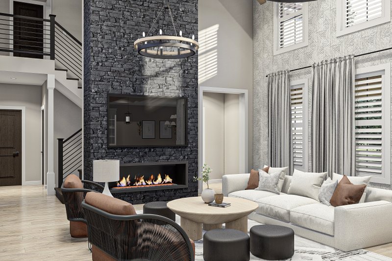 House Plan Design - Interior - Family Room for Farmhouse House Plan #455-305 - 5 bed, 3.5 bath