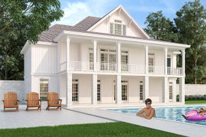 Exterior - Rear Elevation for Ranch House Plan #45-579 - 4 bed, 3 bath