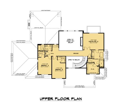 Floor Plan - Upper Floor for Contemporary House Plan #1066-148 - 5 bed, 5.5 bath