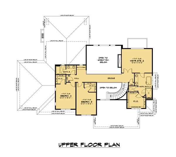 Contemporary Floor Plan - Upper Floor Plan #1066-148